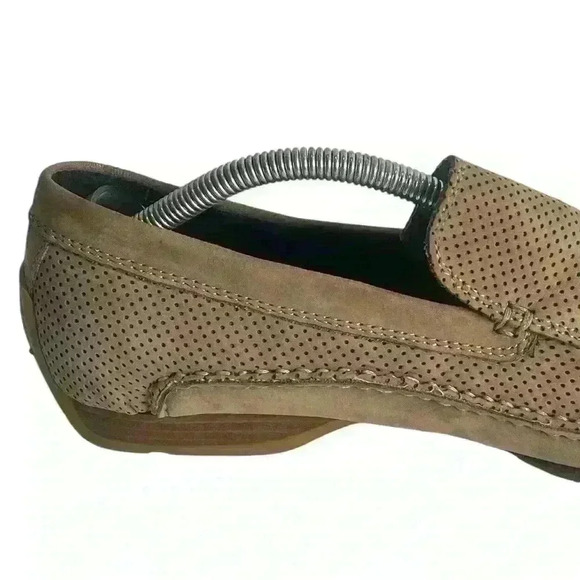 Bruno Magli Mens  Tan Perforated Suede Penny Loafers & Slip On In Italy 10M/43.5 - Picture 5 of 12